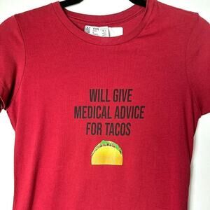 Funny Doctor Taco Tee Bella Canvas Red Graphic Shirt Small NWT